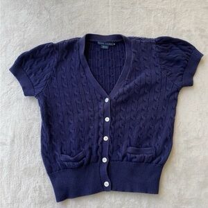 Vintage Ralph Lauren Sport Navy Cable Knit Cardigan